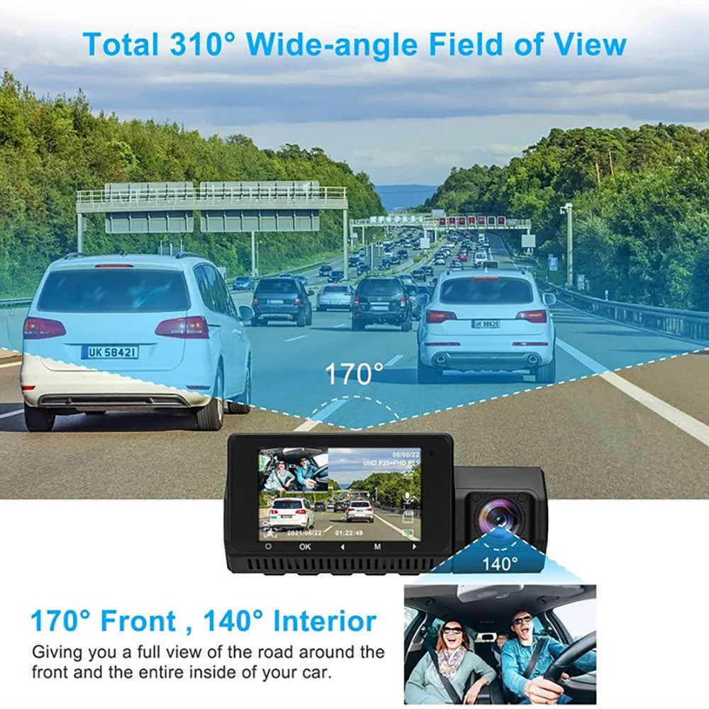 4K Dual Lens Dash Camera – Front & Adjustable Interior Car Camera