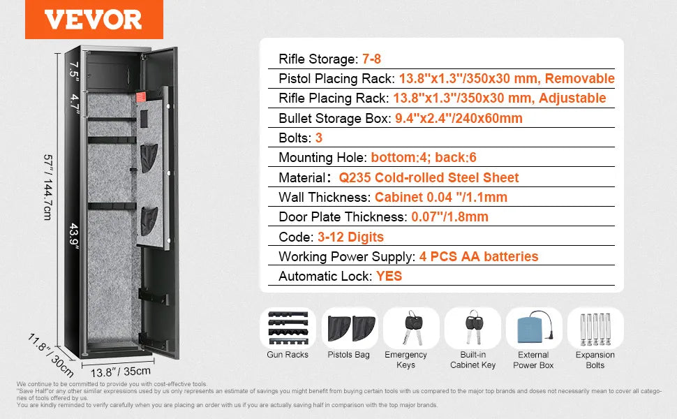 VEVOR - Rifle Safe with Digital Keypad & Lock