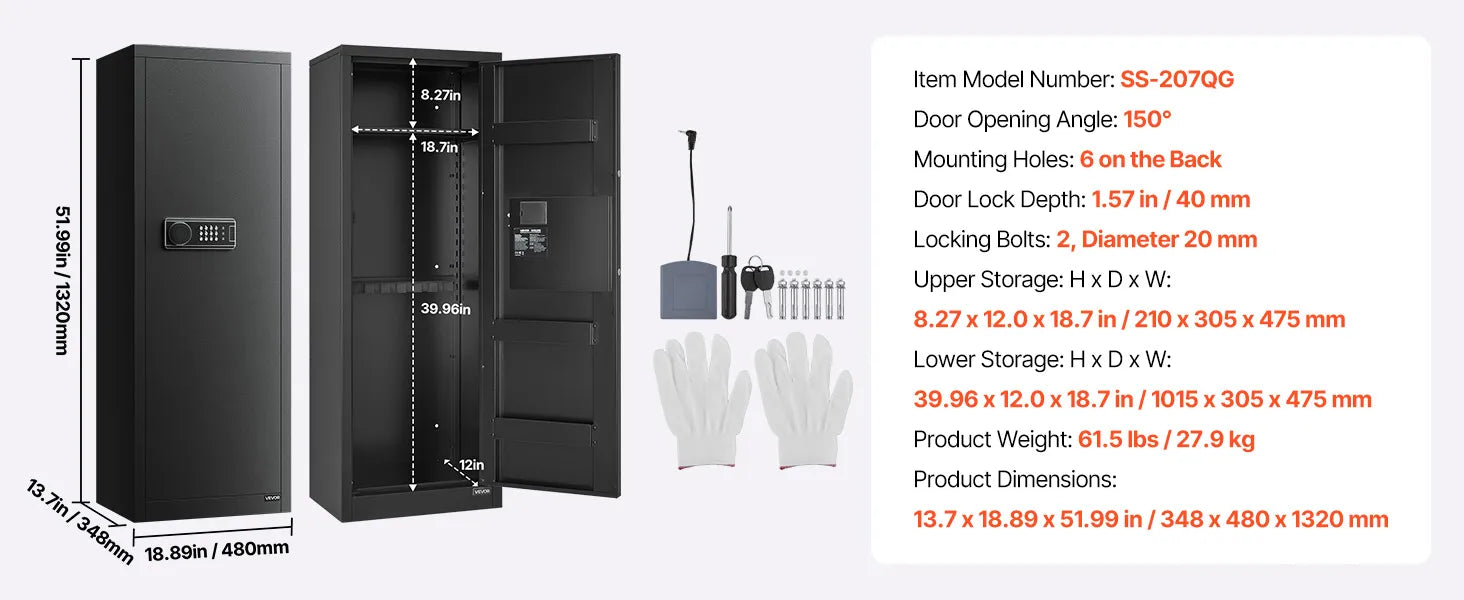 VEVOR -Long Gun Cabinet for Rifles and Pistols